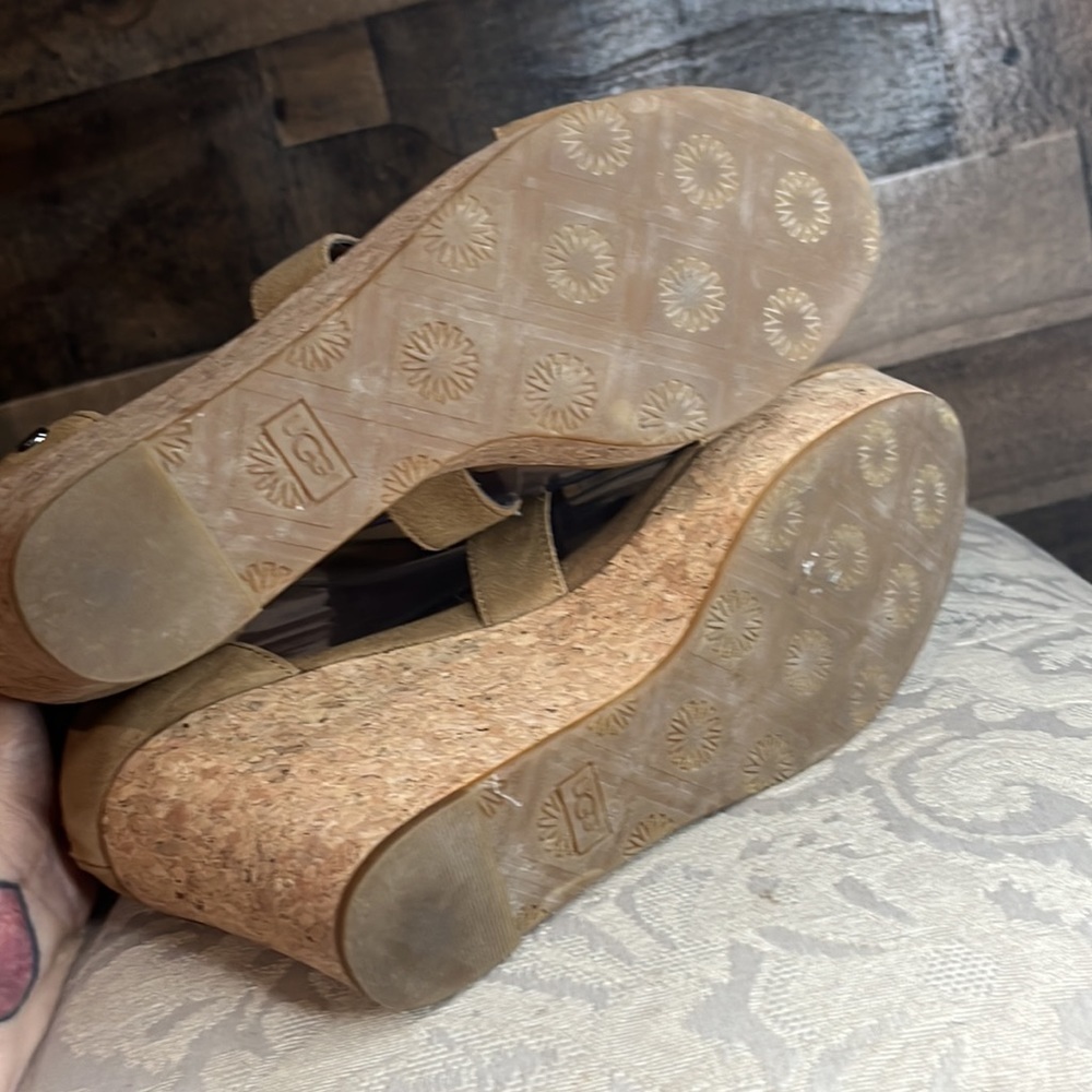 UGG Brown Suede Wedges Size 9.5 - Picture 5 of 10